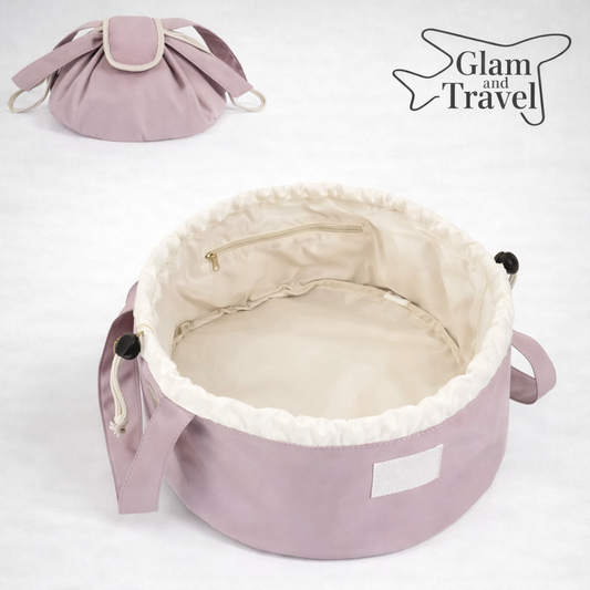 Dusty Rose Drawstring Lazy Makeup Bag