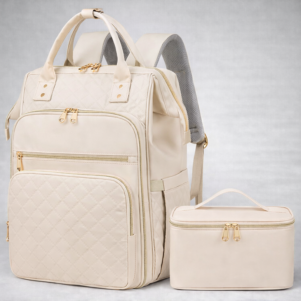 Glam Tote Bag: Quilted Lunch Backpack With Laptop Storage