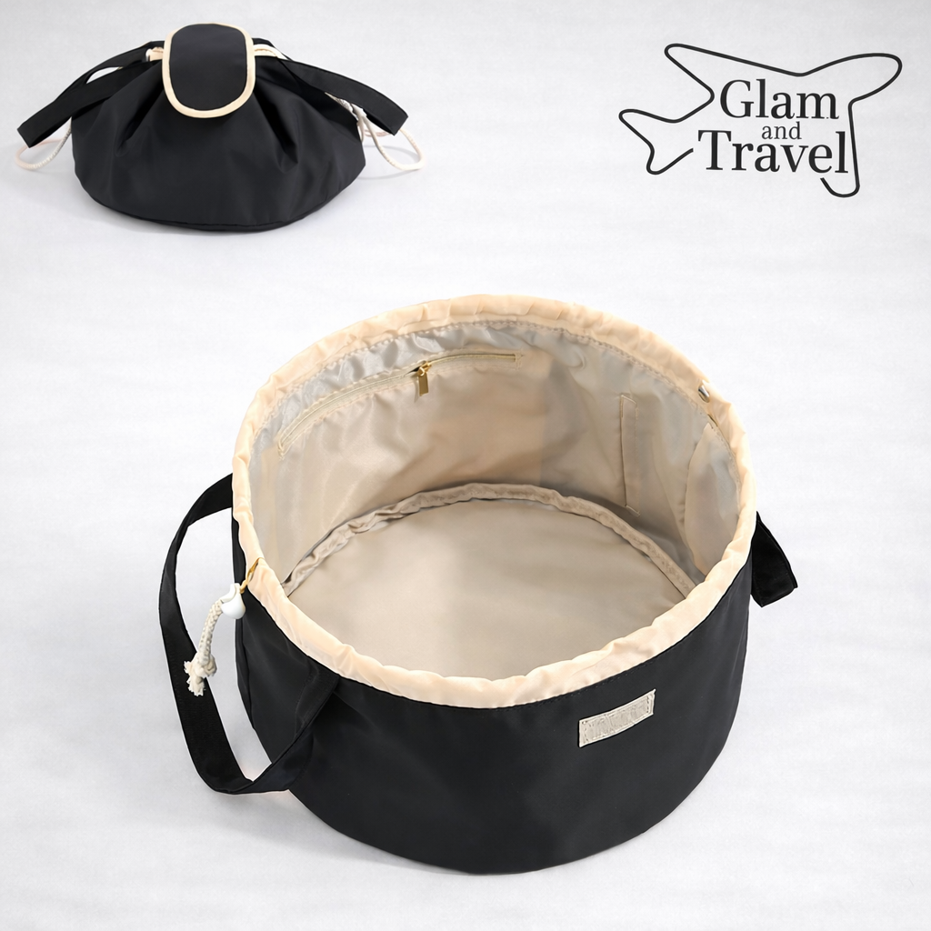 Black Drawstring Lazy Makeup Bag
