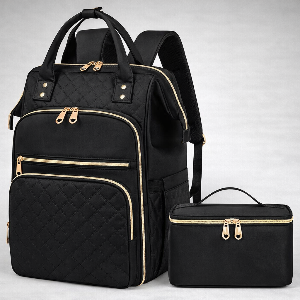 Glam Tote Bag: Quilted Lunch Backpack With Laptop Storage