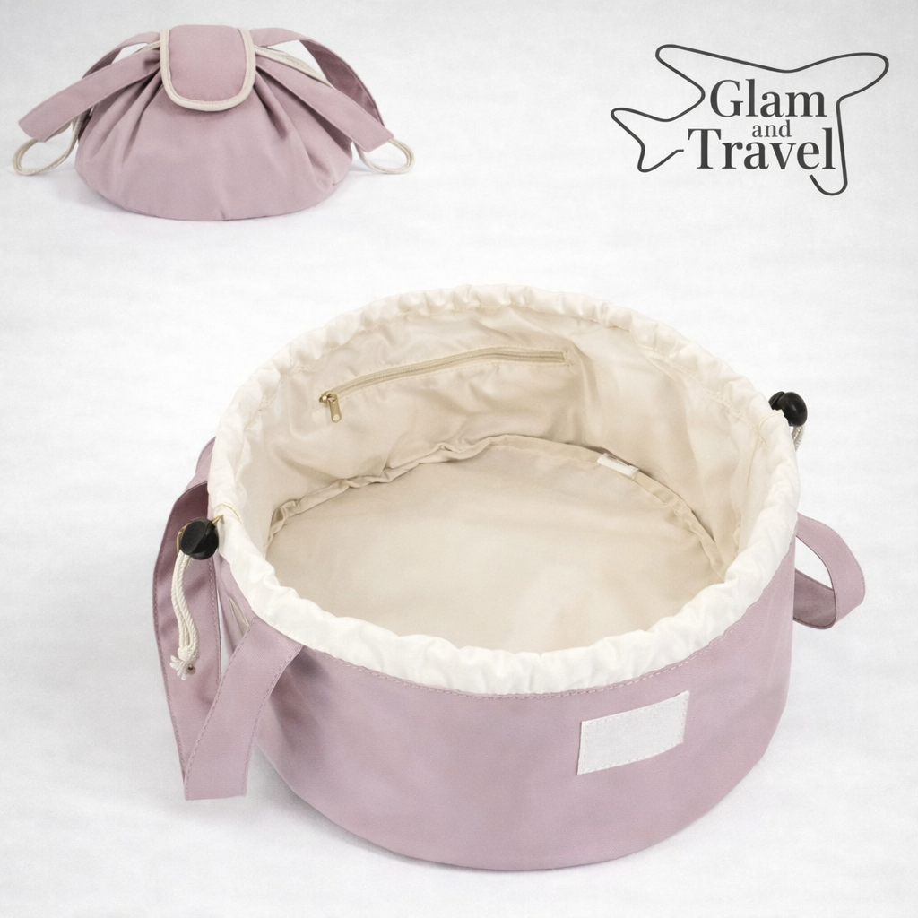 Dusty Rose Drawstring Lazy Makeup Bag