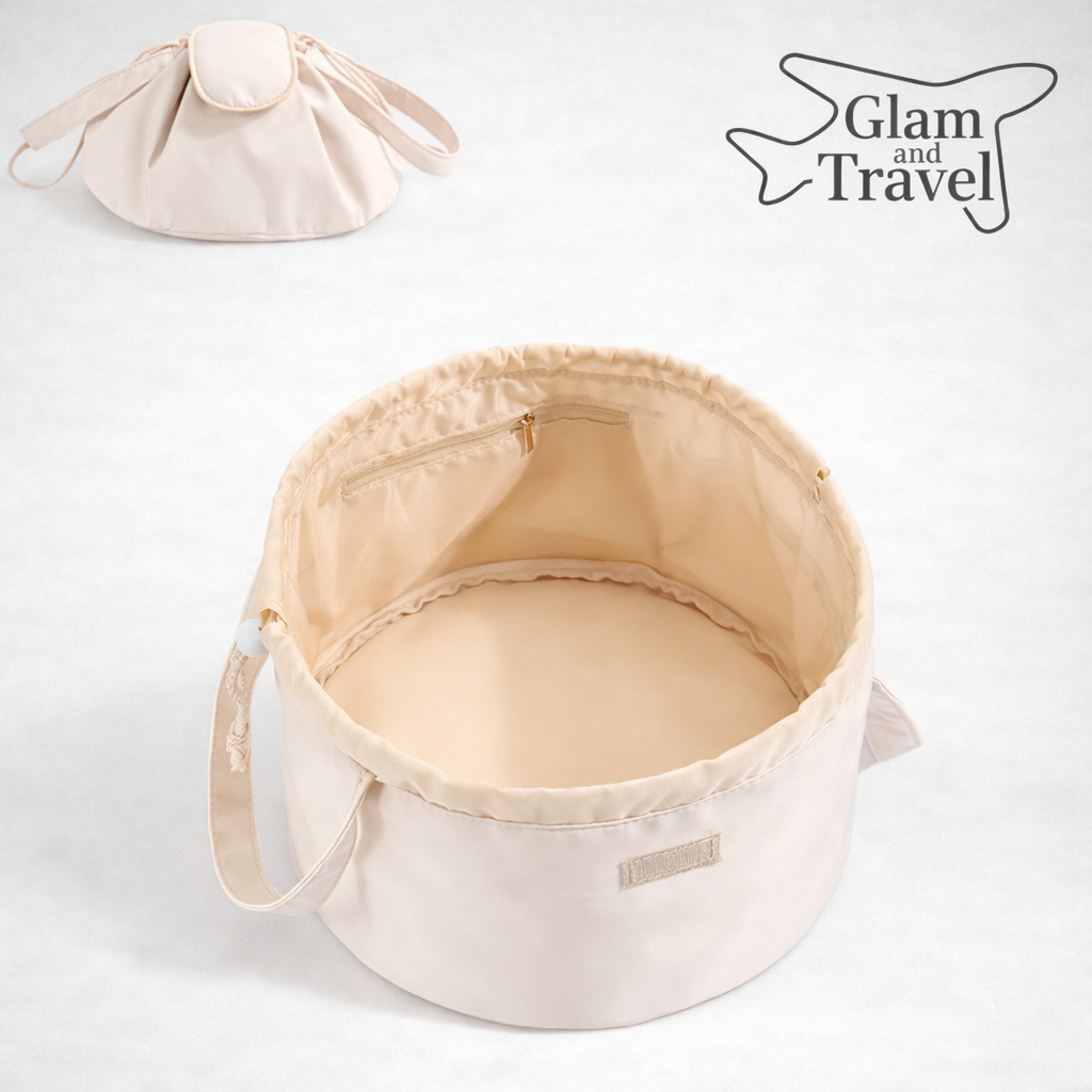 White Drawstring Lazy Makeup Bag